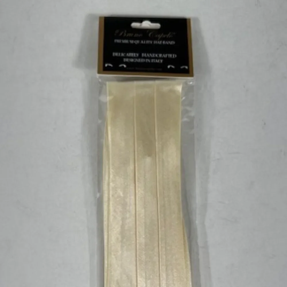Bruno Capelo Men's Ivory 3 Pleat Hat Band Premium 2 End Hooks 100% Satin